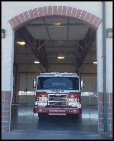 Fire truck in garage