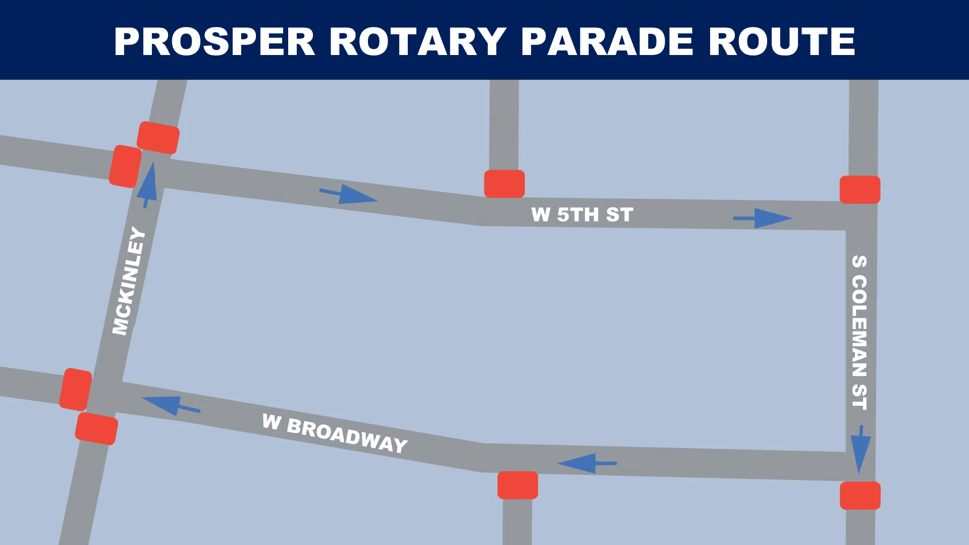 Prosper Rotary Parade Road Closure Map